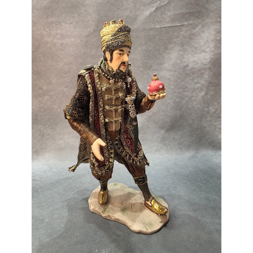 Member's Mark Wise Man Nativity Figurine Burgundy Gold Fabric 13 inch King